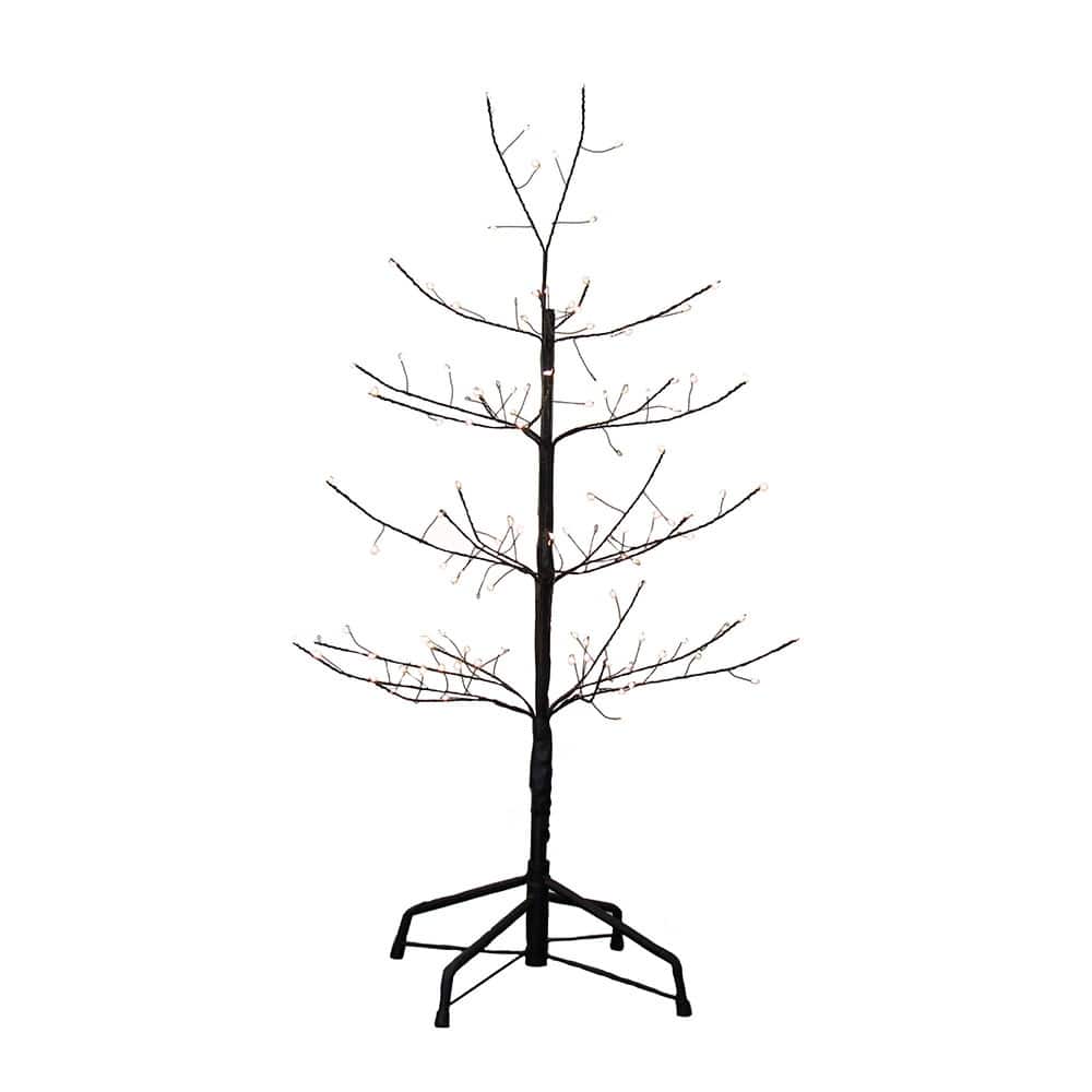 Kurt Adler 3-Foot Black Twig Tree with Warm White Cool White Twinkle Lights - 3'