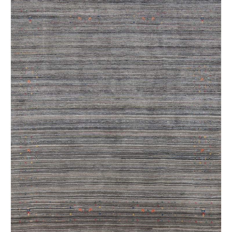 Hand Knotted Oriental 100% Wool Carpet Tribal Tribal Greys & Charcoal Gabbeh Area Rug - 8' 1'' X 8' 0''