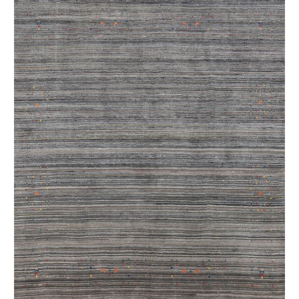 Hand Knotted Oriental 100% Wool Carpet Tribal Tribal Greys & Charcoal Gabbeh Area Rug - 8' 1'' X 8' 0''