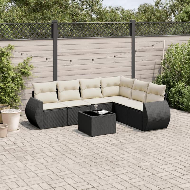 vidaXL Garden Sofa Set - Black and cream With table