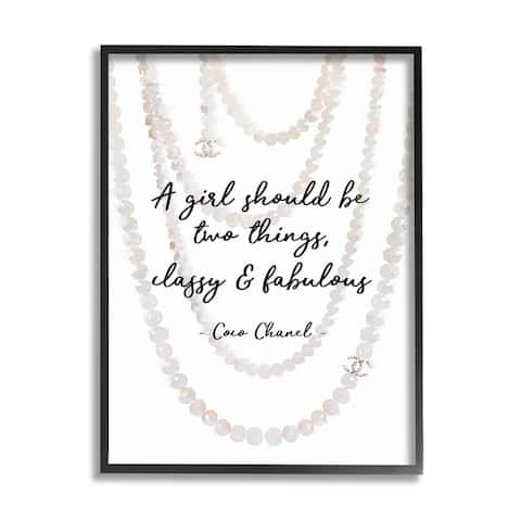 Silver Orchid Classy and Fabulous Fashion Quote with Pearls Framed Art - Multi-Color