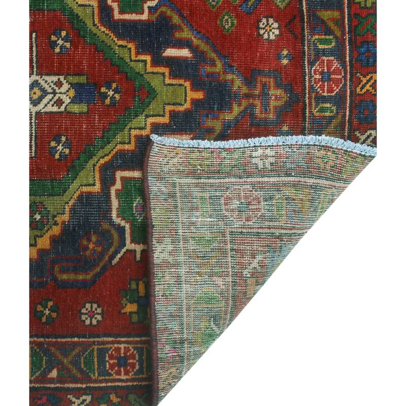 Fine Vintage Distressed Erleen Red/Navy Runner - 3'8" x 10'6"