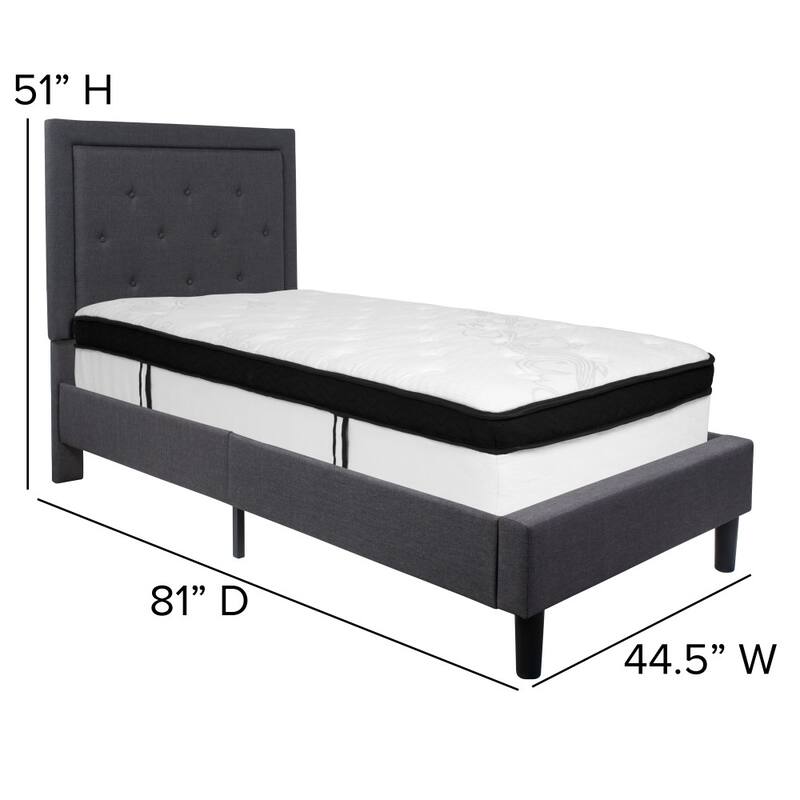 Panel Tufted Platform Bed and Memory Foam Pocket Spring Mattress