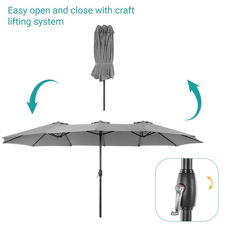 BONOSUKI 15x9ft Double-Sided Patio Umbrella Aluminum with Large Canopy