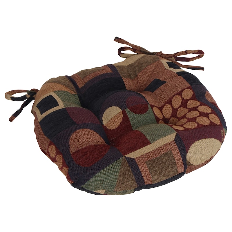 16-Inch Round Jacquard Chenille Tufted Chair Cushions (Set of 2 or 4) - 16 x 16