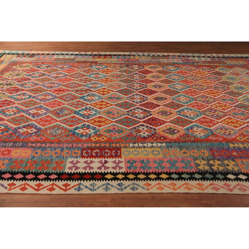 Southwestern Style Kilim Oriental Large Rug Flatweave Wool Carpet - 10'0"x 14'9"