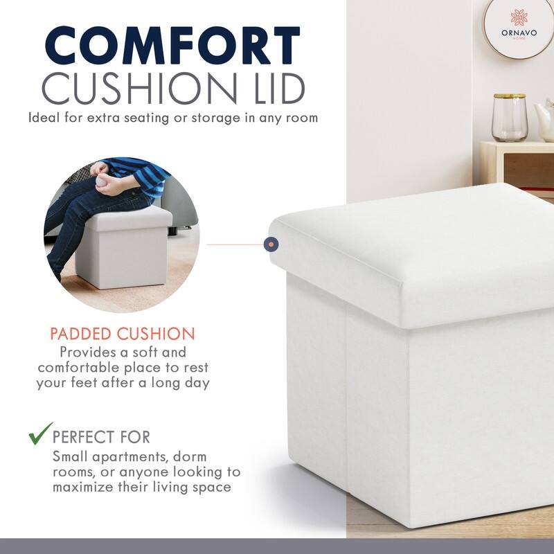 2 Pack Small Foldable Square Storage Ottoman Cube