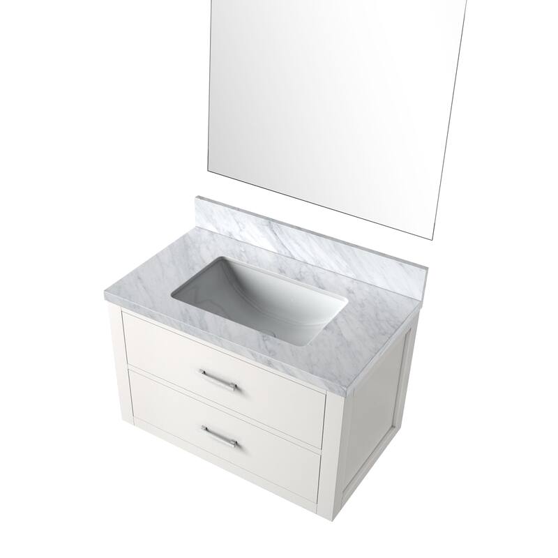Castor Bath Vanity with Carrara Marble Top, Sink and Mirror