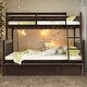 preview thumbnail 1 of 34, Twin over Full Wood Bunk Bed Convertible Beds with Twin Size Pull-Out Trundle Espresso