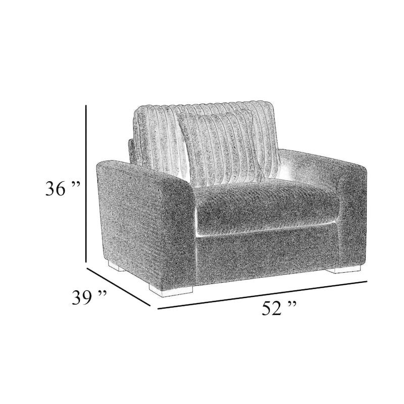 Zian Armchair w Pillow, Foam Cushions, Light Gray Microfiber and Corduroy