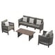 preview thumbnail 2 of 14, Corvus Iona 4-piece Patio Eucalyptus Wood and Rope Sofa Seating Set with Sunbrella Fabric