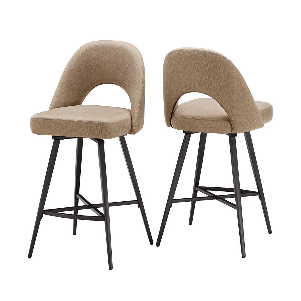 Presley Metal Fabric Swivel Bar Stools (Set of 2) by iNSPIRE Q Modern