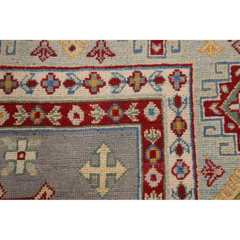 Gray Kazak Area Rug Handmade Wool Carpet - 8'1" x 12'4"