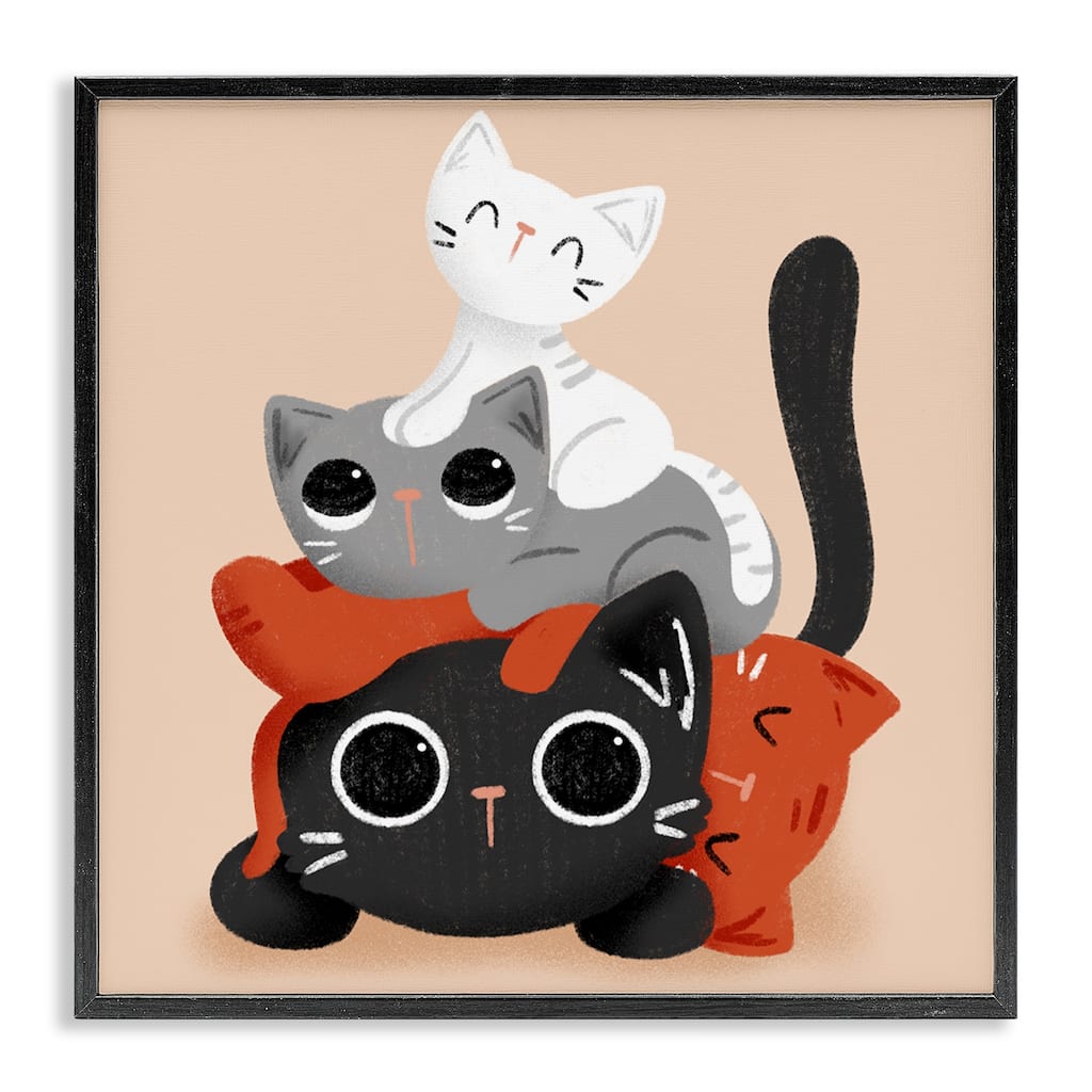 Stupell Stacked Cats Pile Framed Giclee Art Design By Sarah Hickman