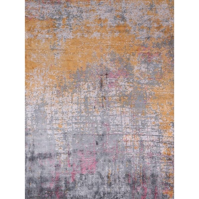 Multicolor Abstract Modern Area Rug Handmade Wool Carpet - 5'8"x 7'9"