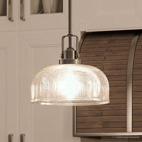 Luxury Industrial Chic Pendant Light, 9"H x 10.5"W, with Modern Farmhouse Style, Aged Nickel Finish by Urban Ambiance