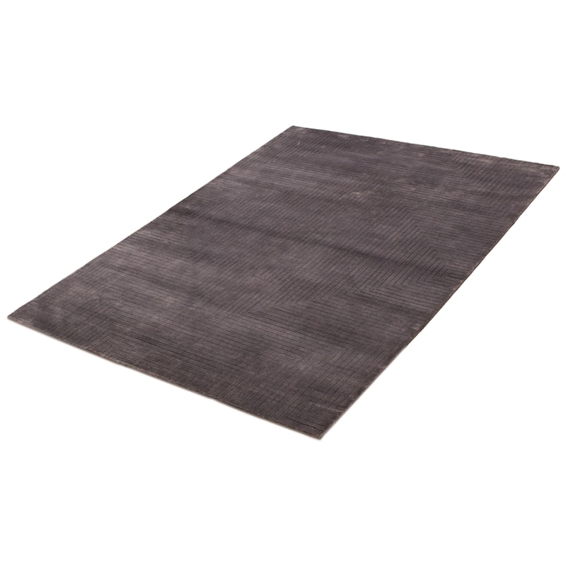 ECARPETGALLERY Hand Loomed Kashkuli Gabbeh Grey Viscose Rug - 5'7 x 7'10