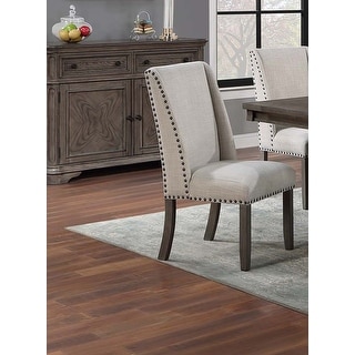 Upholstered Dining Chairs Nailhead Trim Oak Finish Dining Room ...