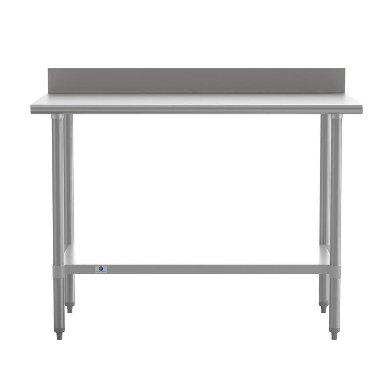 Commercial Stainless Steel Kitchen Prep and Work Table with Shelf and Backsplash