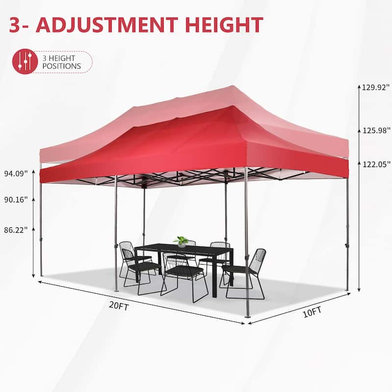 Ainfox 10x20Ft Pop up Canopy Tent Party Heavy Duty Instant Gazebo with 4 Removable Sidewalls
