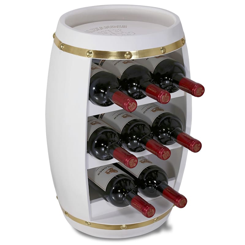 CoTa Global White and Gold Alexander Wine Rack for 8 Wine Bottles - 13Lx12Wx19.3H inches
