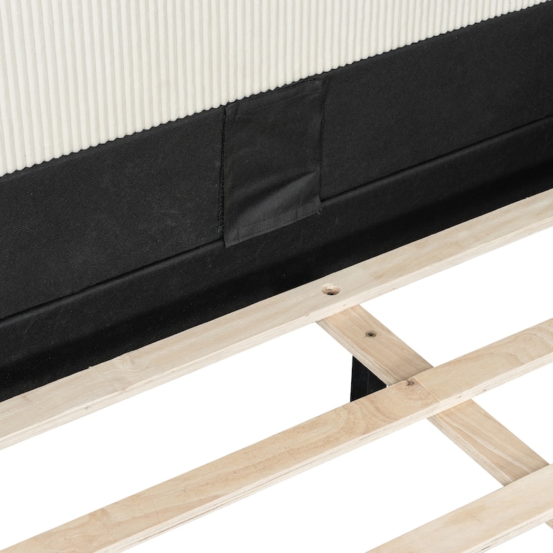 Full Size L-Shaped Corduroy Daybed, Upholstered Sectional Sofa Bed for Guest Room