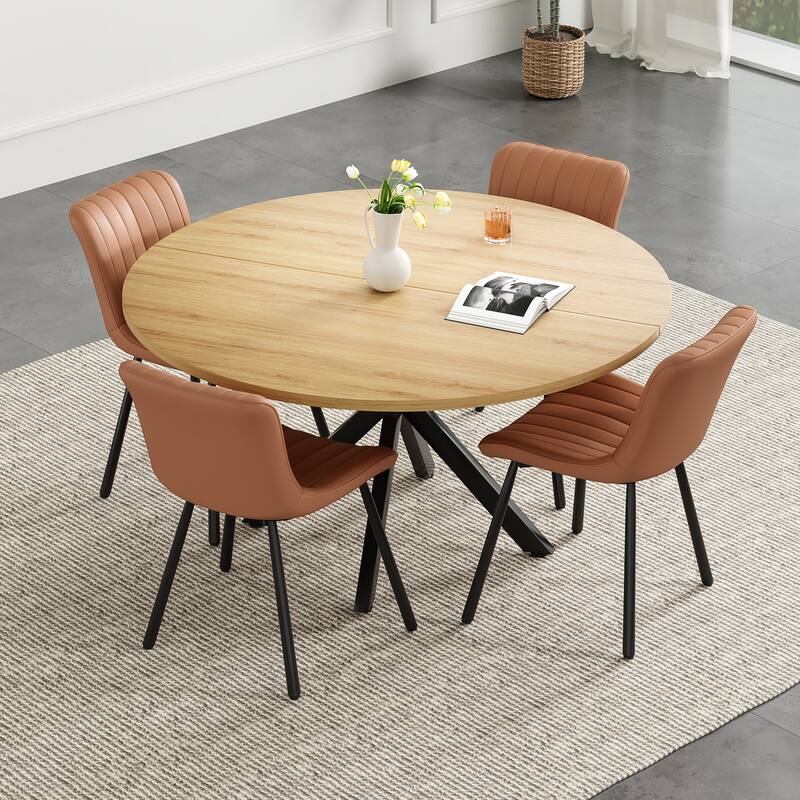 47 Inch Round Mid-Century Modern Dining Table for 4-6 People