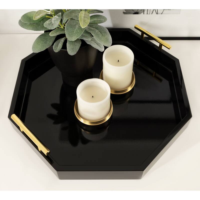 Kate and Laurel Lipton Octagon Decorative Tray with Metal Handles - 18x18
