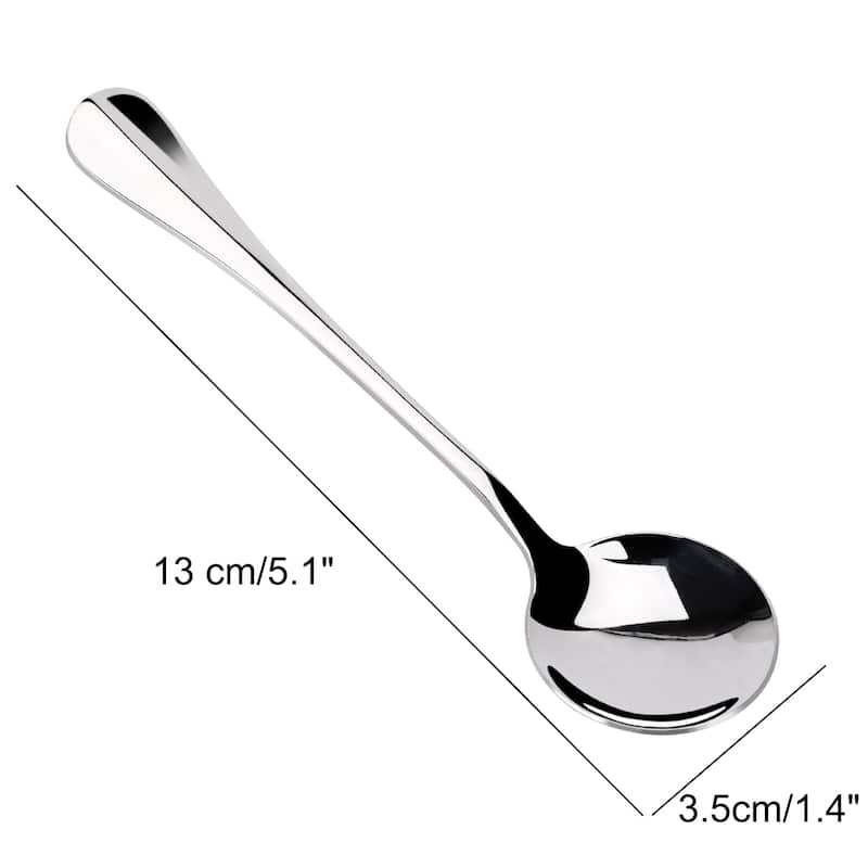 Stainless Steel Cooking Porridge Rice Soup Spoon 13cm Long 10pcs - Silver - 5.1" x 1.4" x 0.12"(L*W*T)
