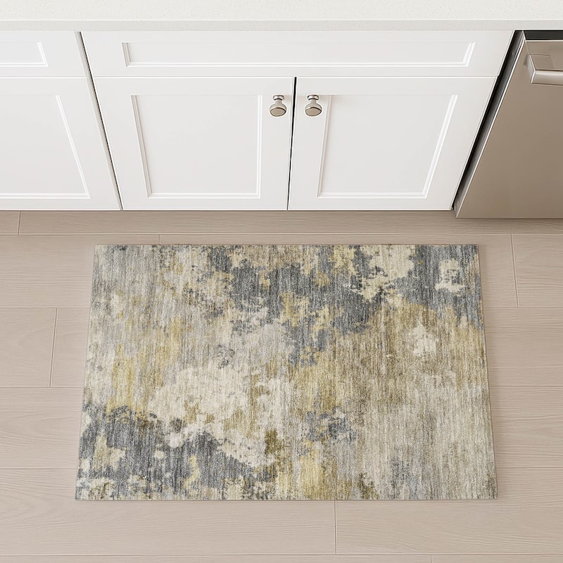 Machine Washable Indoor/ Outdoor Modern Contemporary Chantille Rug