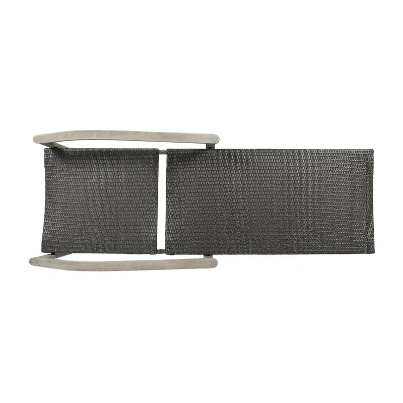 HAMPTON WOOD WICKER CHAISE LOUNGE Grey Adjustable Outdoor Recliner Acacia Wood Metal Frame
