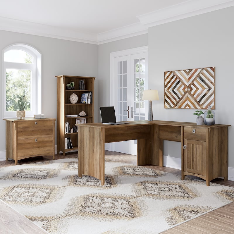 Salinas 3-piece Desk, Cabinet, and Bookcase Set by Bush Furniture - Reclaimed Pine