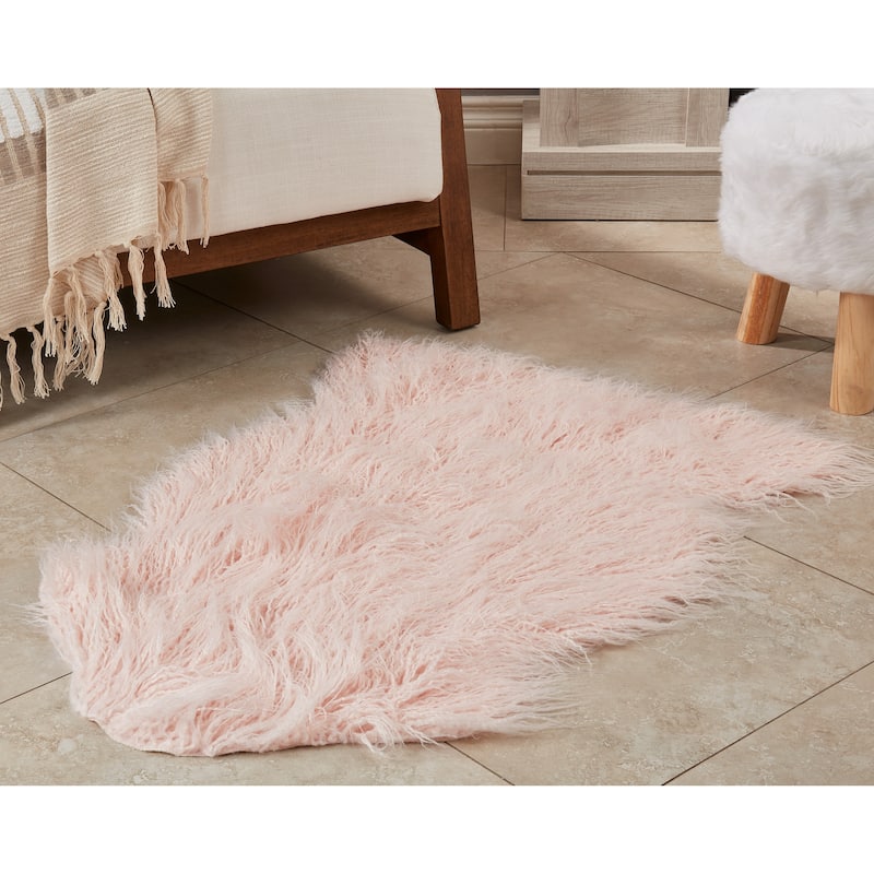 Soft Faux Mongolian Fur Rug - 24"x35"