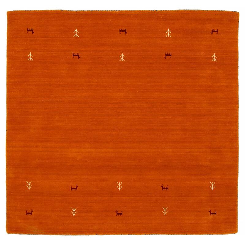 Kashkuli Gabbeh Burnt Orange Rug 4'11" x 4'10" - 4'11 x 4'10 - Burnt Orange - 4'11 x 4'10