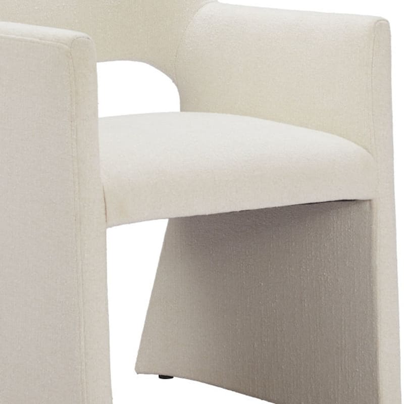 HomeRoots White Upholstered Faux Linen Dining Arm Chair - 23' X '32.7' X '26