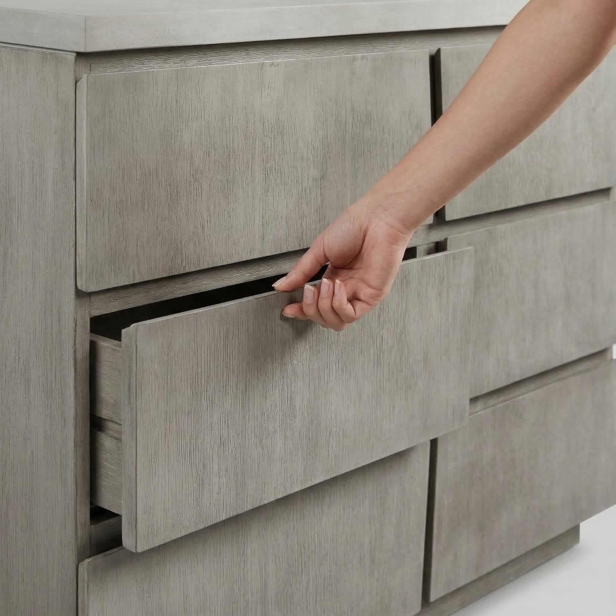 grey dresser with wood top Dark Grey Upcycled Chest of Drawers: Vintage Solid Wood Sideboard