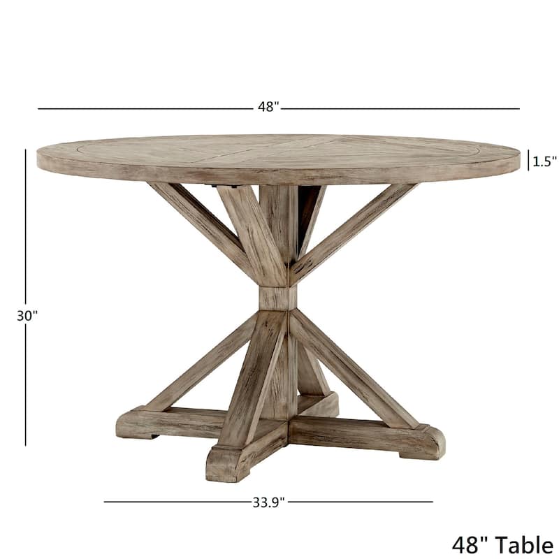 Benchwright Round Antique Grey Oak Dining Table by iNSPIRE Q Artisan