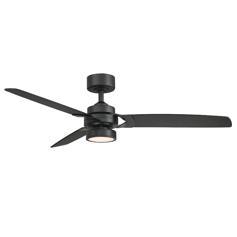 Amped 52 inch Indoor Ceiling Fan with Black Blades and LED Light Kit - Black