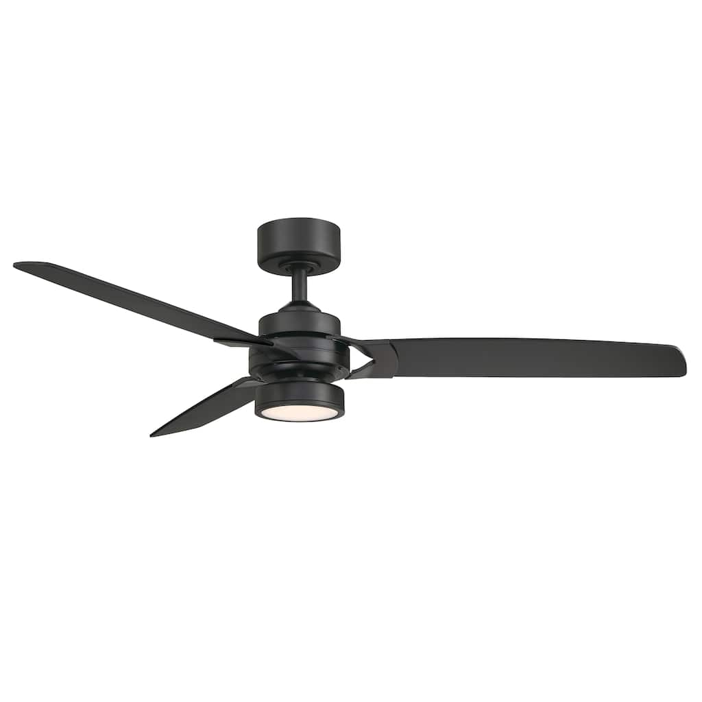 Amped 52 inch Indoor Ceiling Fan with Black Blades and LED Light Kit - Black