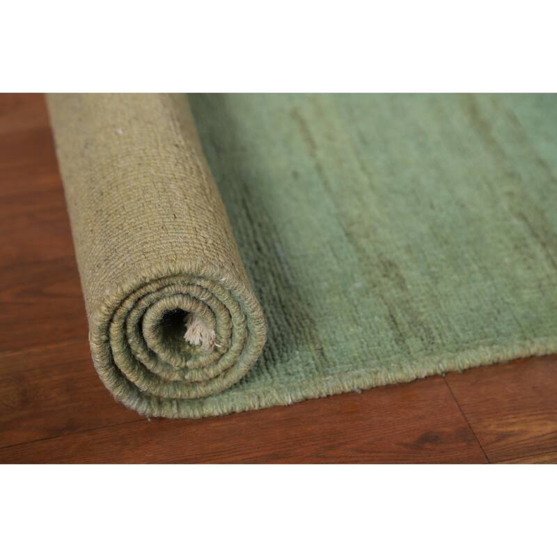 Green Gabbeh Modern Foyer Rug Handmade Wool Carpet - 3'6"x 4'8"