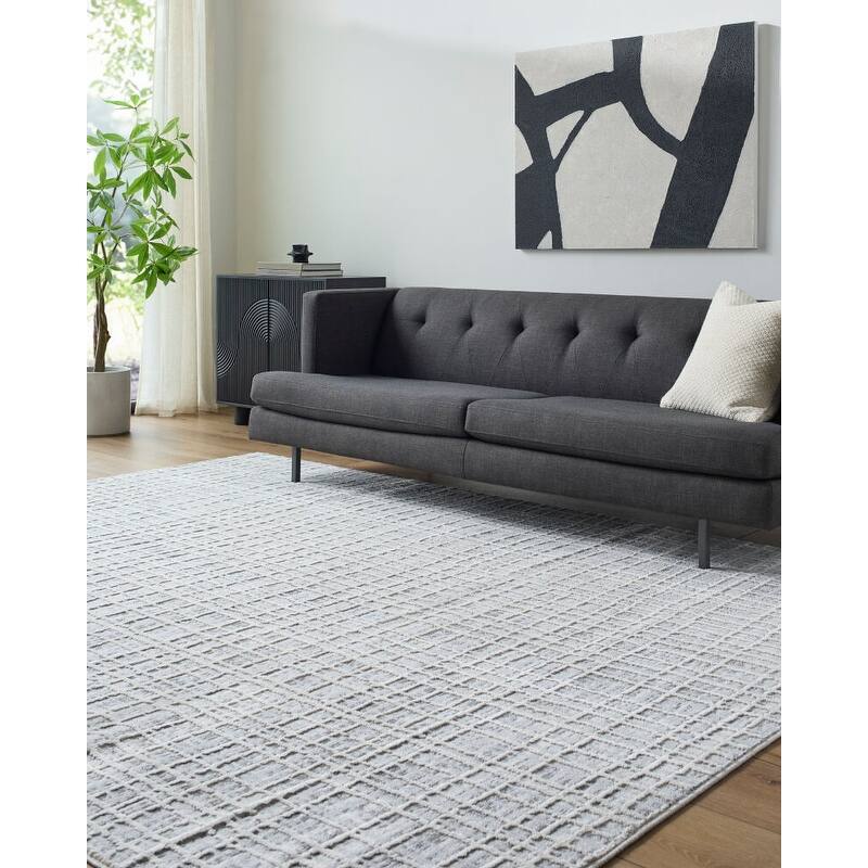 Livabliss Siyah Modern Area Rug - 5'3" x 7' - Slate/White