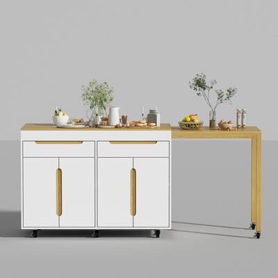 Spacious Kitchen Cart with Ample Storage and Mobility Bar Table Island