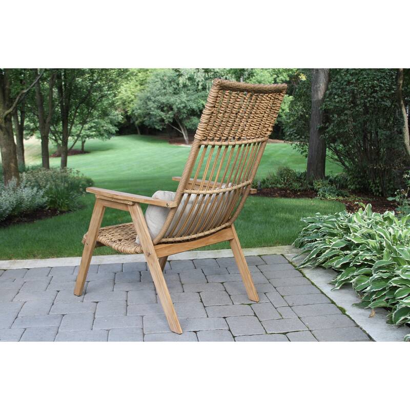 Samera 3 pc. Bohemian Teak and Wicker Basket Lounger Set with Teak Side Table