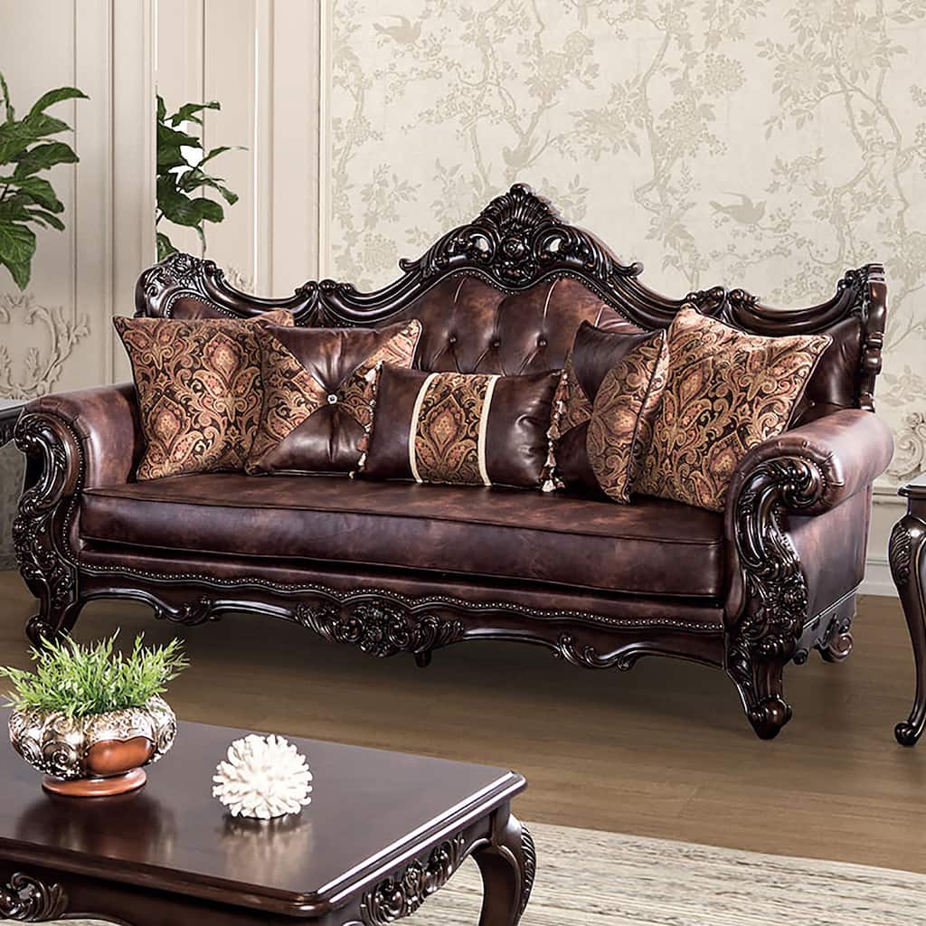Furniture of America Wasing Traditional Formal Tufted Back Sofa