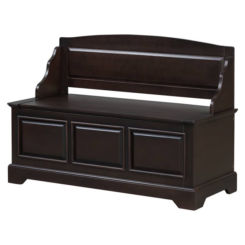 Shoe Storage Bench Wooden Entryway Bench with Linen Cushion