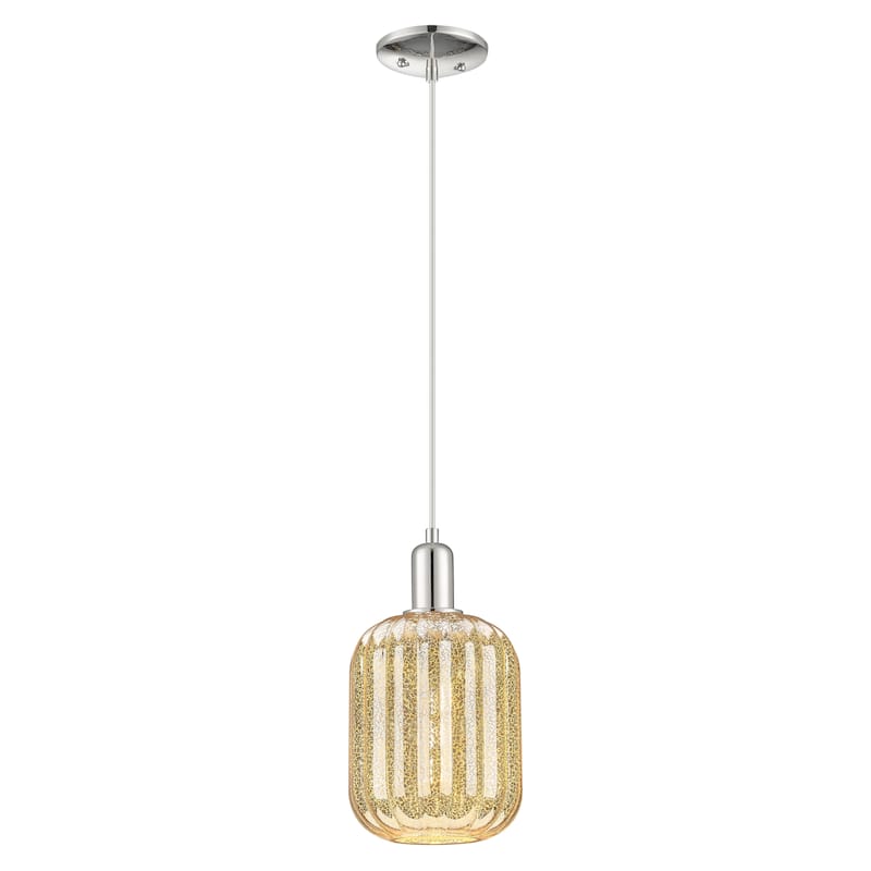 Innovations Lighting Downtown Urban - Preston - 1 Light 7" Jar Shade Cord Hung Mini Pendant - Polished Nickel/Mercury Shade