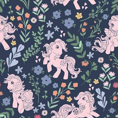 RoomMates My Little Pony Retro Floral Blue Peel and Stick Wallpaper