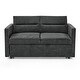 preview thumbnail 6 of 7, Modern Chenille Padded Loveseats Sofa Bed with Pull-out Bed with 3 Positions Adjsutable Back and Two Arm Pocket, Plastic Leg