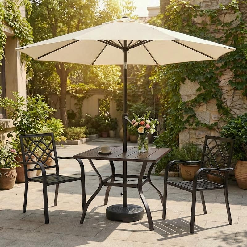 Aoodor Patio Metal Dining Table with Adjustable Umbrella Hole