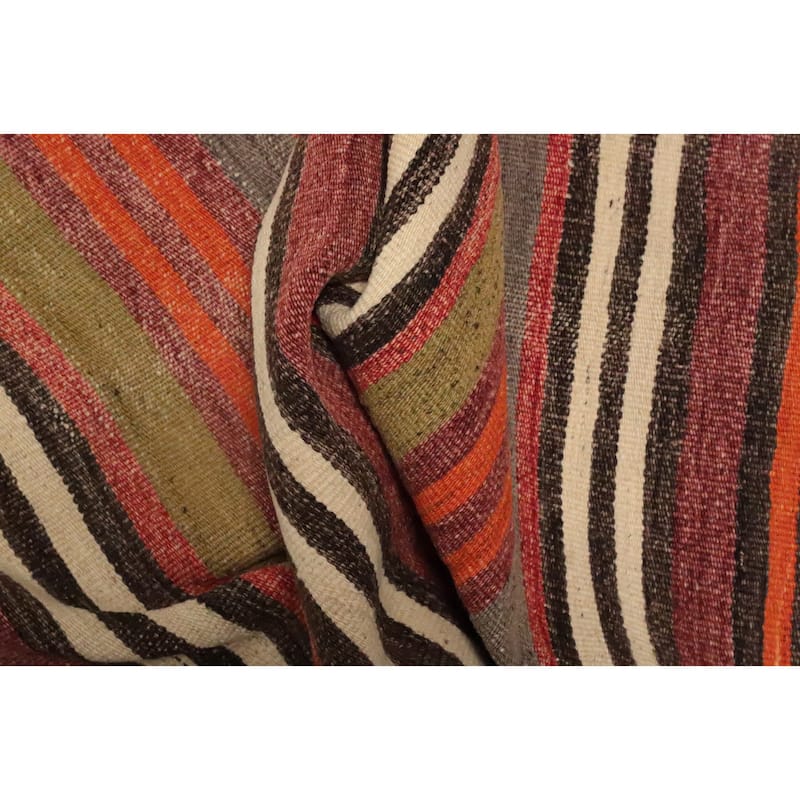 Hand Woven Oriental 100% Wool Carpet Southwestern Geometric Multi-Colored Kilim Runner Rug - 9' 4'' X 4' 5''